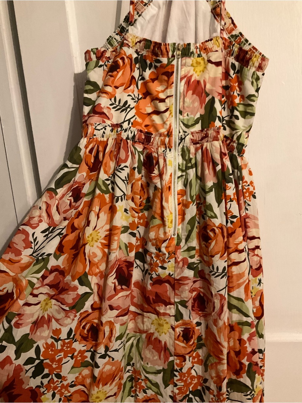 Floral Halter Maxi Dress in Coral & Green - Picture 5 of 9